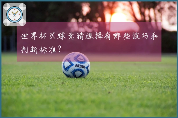 世界杯买球竞猜选择有哪些技巧和判断标准？